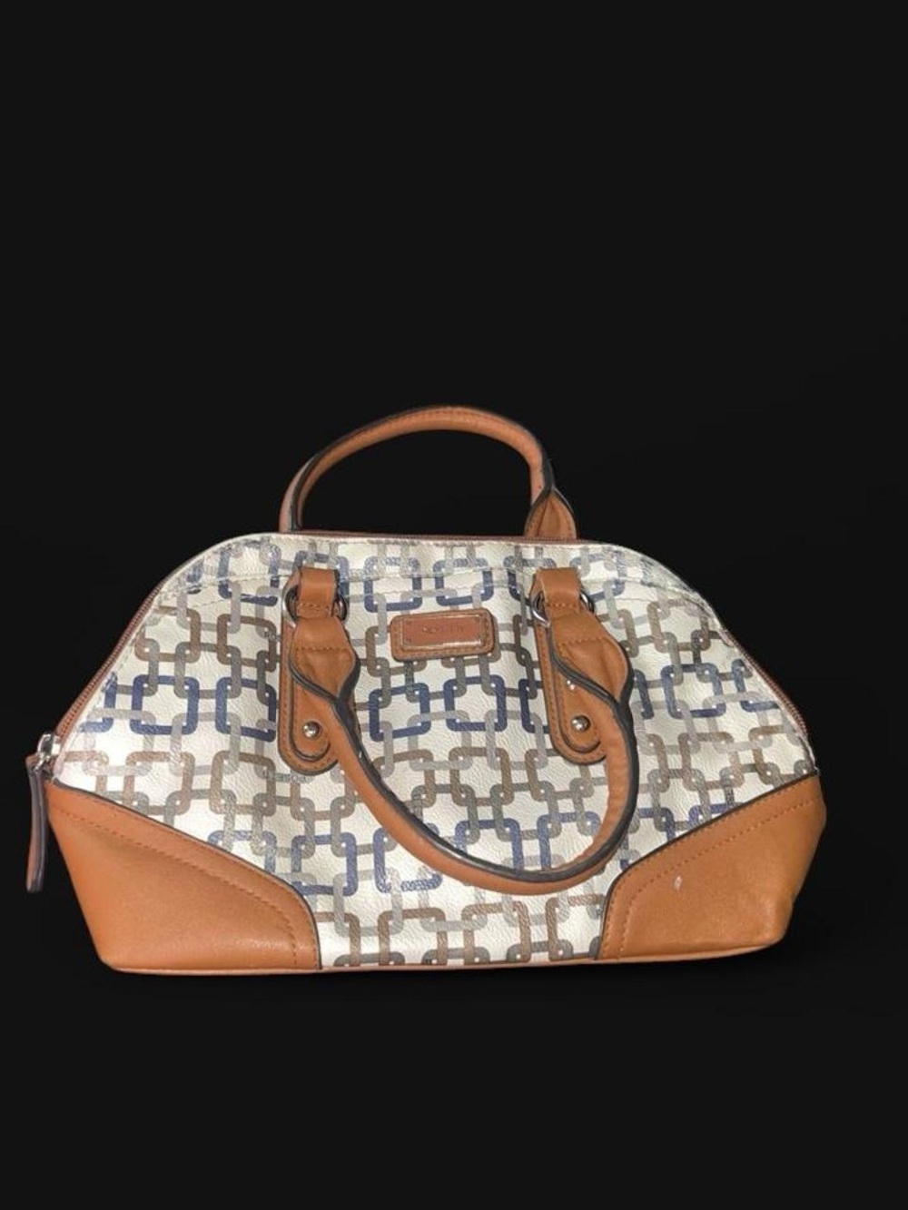 Rosetti Patterned Satchel with Tan Trim